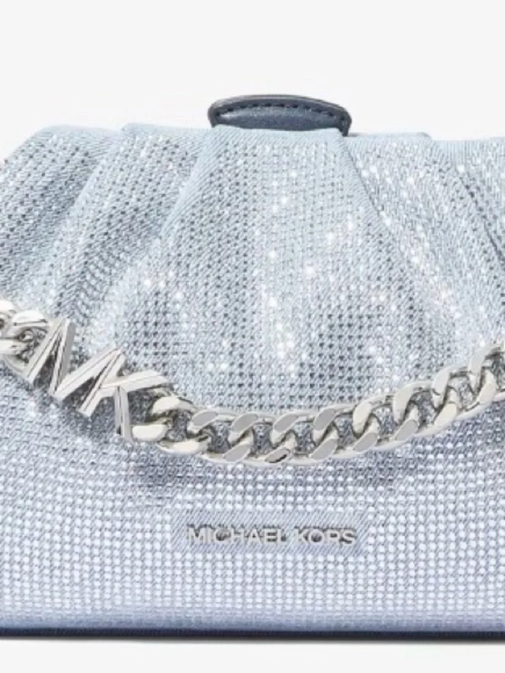 MICHAEL KORS Embellished Denim Blue Chain-Detail Crossbody Bag